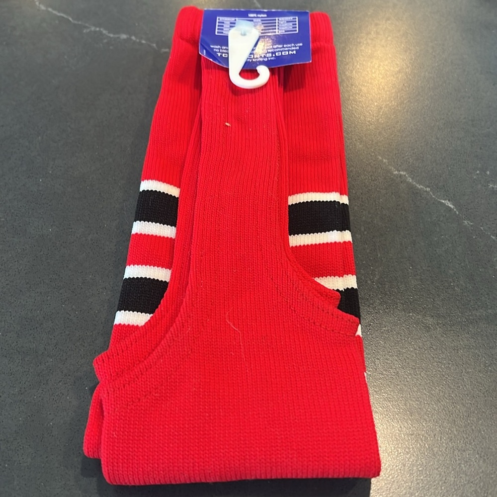 NWT TCK Scarlet Red,Black, and White Baseball Softball Stirrup, Unisex, Men’s L - Picture 3 of 5